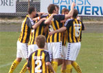 Jubel efter Peter Larsens scoring til 0-1